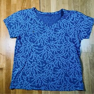 Fresh Produce Blue Teal Ocean pattern graphic short sleeve top size M, beach sun